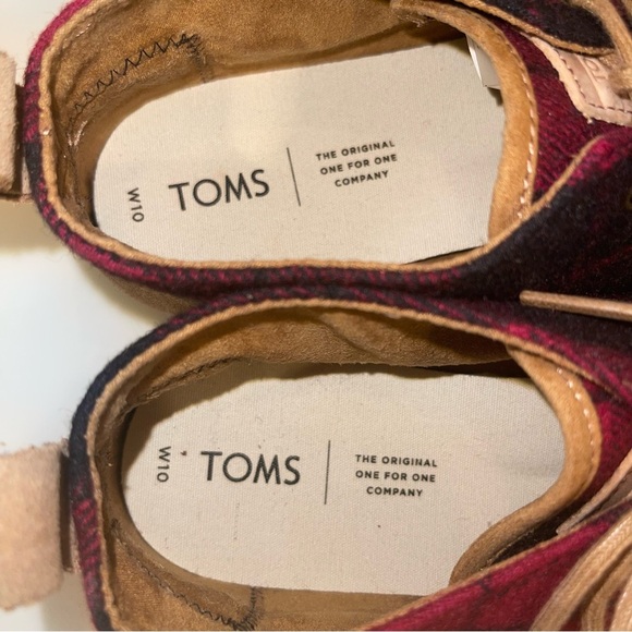 Toms Red And Black Buffalo Plaid Bota Desert Boot Leather Ankle Chukka Boots - Picture 13 of 16